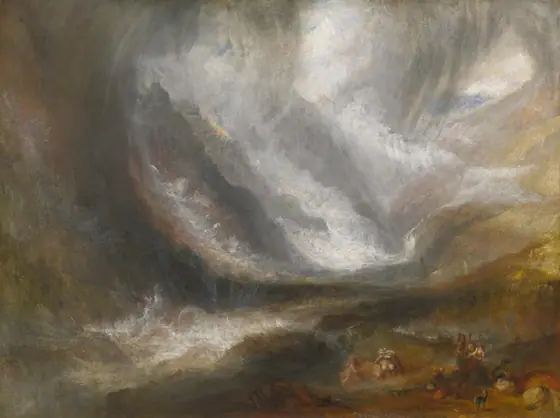 Valley of Aosta: Snowstorm, Avalanche, and Thunderstorm, Joseph Mallord William Turner, 1836–37, oil on canvas