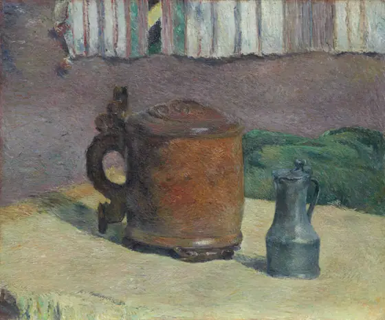 Still Life: Wood Tankard and Metal Pitcher, Paul Gauguin, 1880, oil on linen canvas