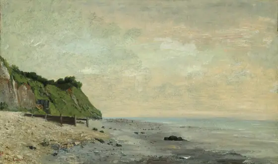 Cliffs on the Sea Coast: Small Beach, Sunrise (Falaise au bord de la mer, vu Petite Plage, soleil levant), Gustave Courbet, 1865, oil on canvas