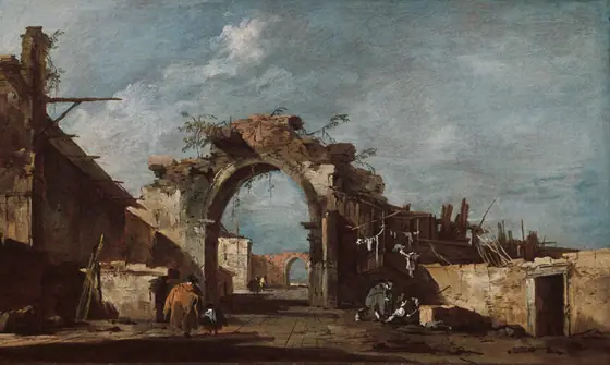 Ruined Archway, Francesco Guardi, 1775–93, oil on canvas