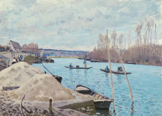 The Seine at Port-Marly, Piles of Sand, Alfred Sisley, 1875, oil on canvas