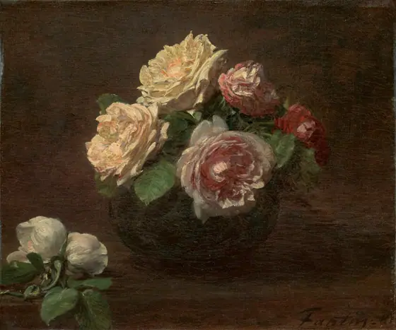 Roses in a Bowl, Henri Fantin-Latour, 1881, oil on canvas