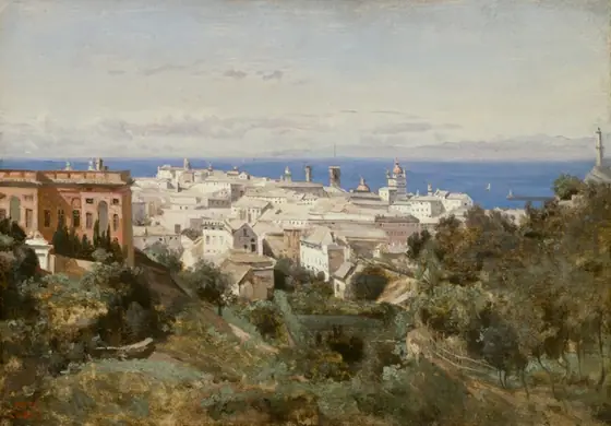 View of Genoa, Camille Corot, 1834, oil on paper, mounted on canvas