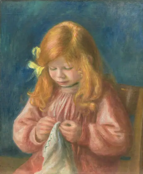 Jean Renoir Sewing, Pierre-Auguste Renoir, 1899–1900, oil on canvas