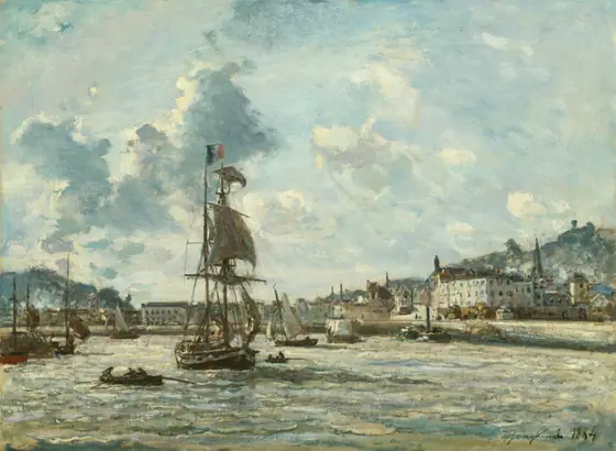 Entrance to the Port of Honfleur, Johan Barthold Jongkind, 1863–64, oil on canvas