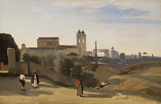 Monte Pincio, Rome, Camille Corot, 1840–50, oil on canvas
