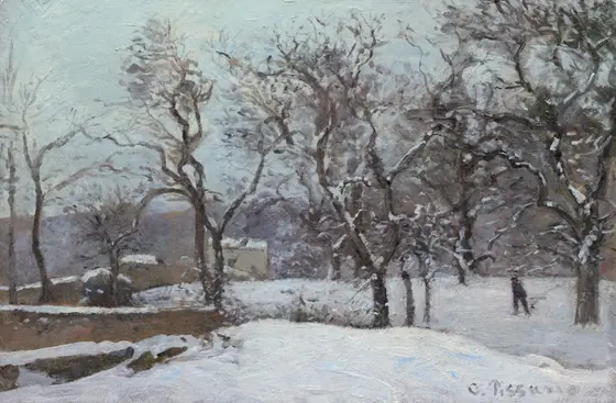 Snow at Louveciennes, Camille Pissarro, c. 1870, oil on panel