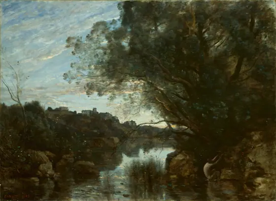 Souvenir of the Environs of Lake Nemi, Camille Corot, 1865, oil on canvas