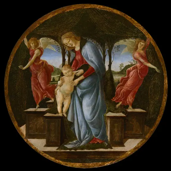 Virgin and Child with Two Angels, Sandro Botticelli, 1485–95, tempera on panel