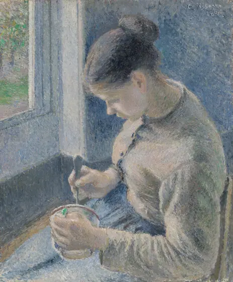 Young Peasant Having Her Coffee, Camille Pissarro, 1881, oil on canvas
