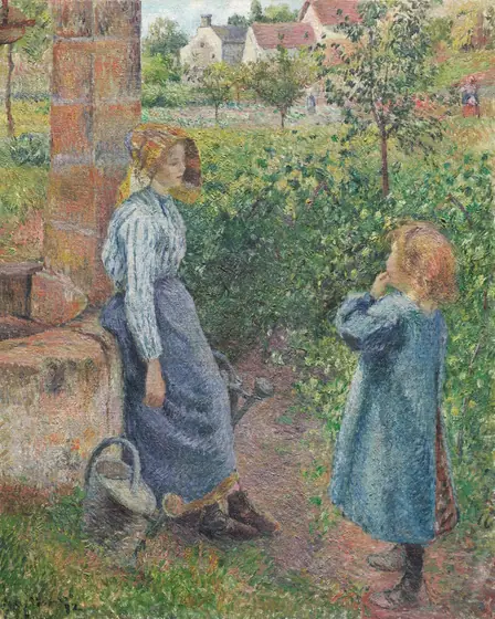 Woman and Child at the Well, Camille Pissarro, 1882, oil on canvas