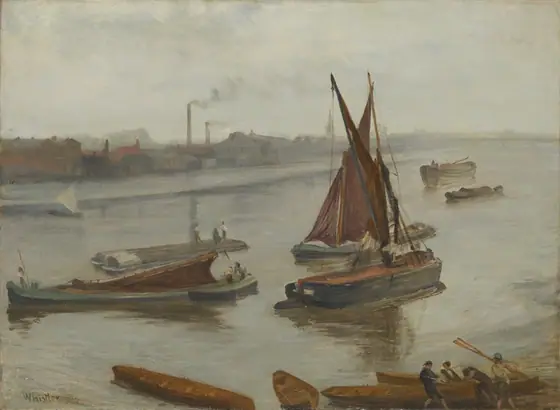 Grey and Silver: Old Battersea Reach, James McNeill Whistler, 1863, oil on canvas