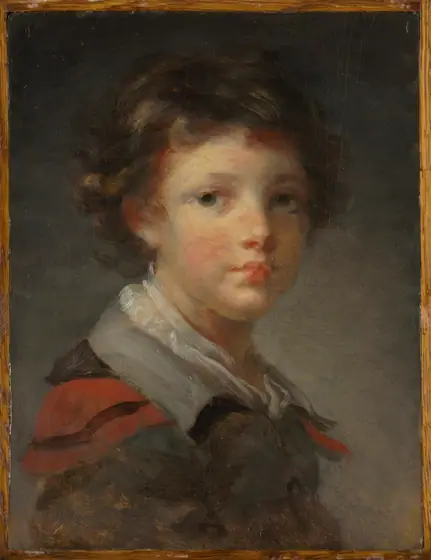 A Boy in a Red-Lined Cloak, Jean-Honoré Fragonard, 1780s, oil on wood