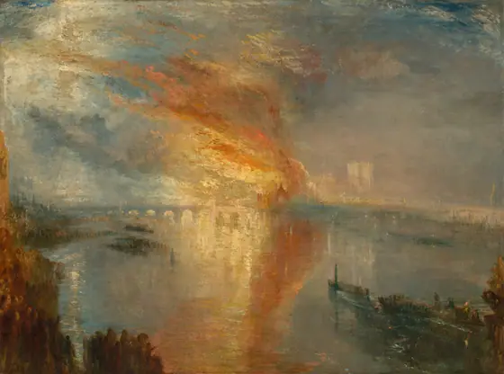 The Burning of the Houses of Lords and Commons, 16 October 1834, Joseph Mallord William Turner, 1835, oil on canvas