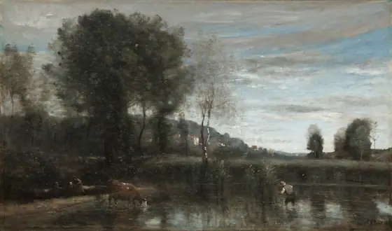 Pond at Ville-d'Avray, Camille Corot, late 1860s, oil on fabric