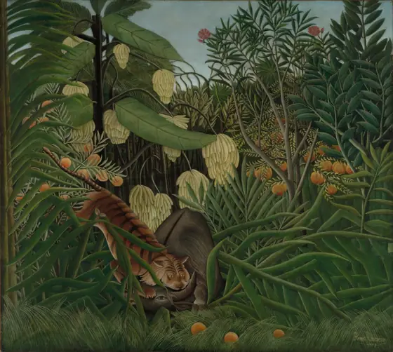 Fight Between a Tiger and a Buffalo, Henri Rousseau, 1908, oil on fabric