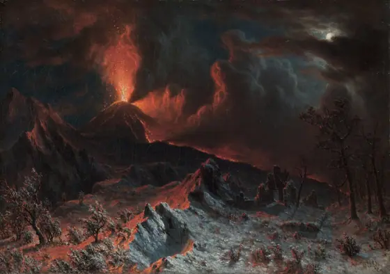 Mount Vesuvius at Midnight, Albert Bierstadt, 1868, oil on canvas