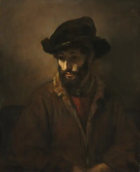 A Bearded Man Wearing a Hat, Rembrandt van Rijn, c. 1655–60, oil on canvas