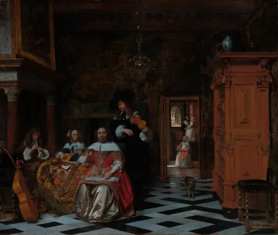 Portrait of a Family Playing Music, Pieter de Hooch, 1663, oil on canvas