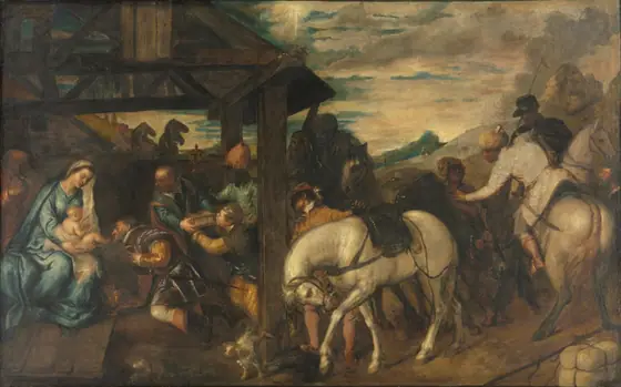Adoration of the Magi, Titian, 1500s, oil on canvas