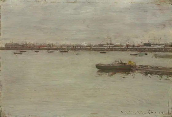 Gray Day on the Bay, William Merritt Chase, c. 1886, oil on wood