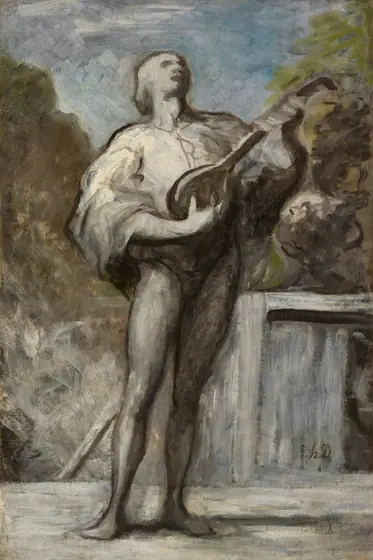 The Troubadour, Honoré Daumier, 1868–73, oil on fabric