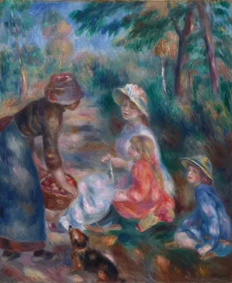 The Apple Seller, Pierre-Auguste Renoir, c. 1890, oil on fabric