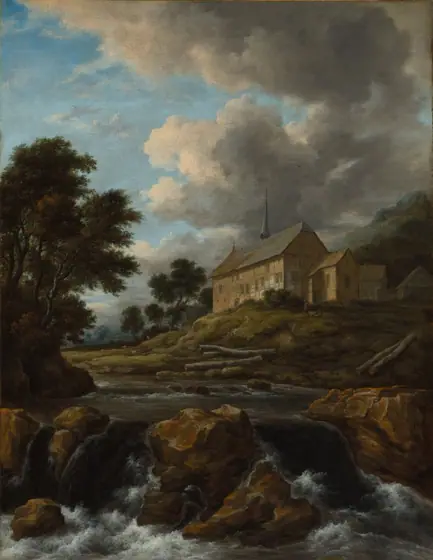 Landscape with a Church by a Torrent, Jacob van Ruisdael, c. 1670, oil on canvas