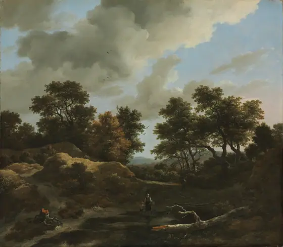 Wooded and Hilly Landscape, Jacob van Ruisdael, 1660s, oil on canvas