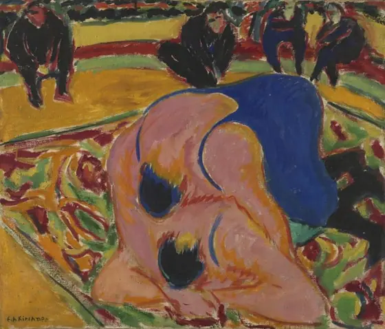 Wrestlers in a Circus, Ernst Ludwig Kirchner, 1909, oil on canvas