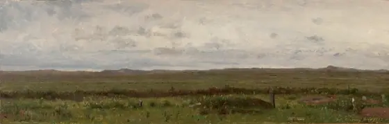 Graves of Travellers, Fort Kearny, Nebraska, Worthington Whittredge, 1866, oil on paper mounted on canvas