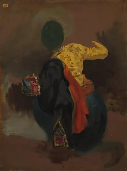 Figure in Turkish Costume, Eugène Delacroix, c. 1856–1863, oil on paper, glued to canvas
