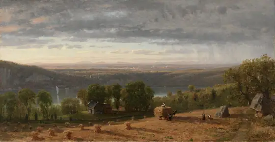 Landscape with Haywain, Worthington Whittredge, 1861, oil on canvas
