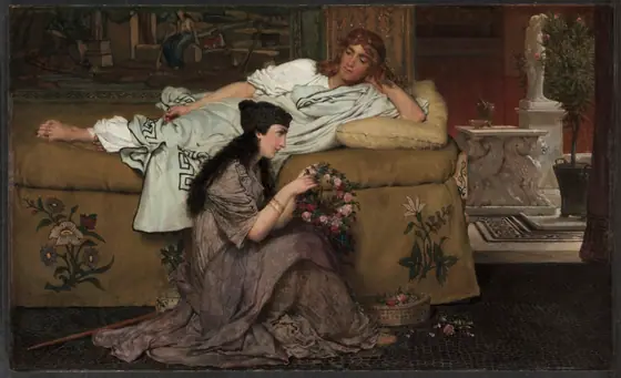 Glaucus and Nydia, Lawrence Alma-Tadema, 1867, oil on wood panel