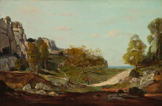 Landscape at Saint-André, Near Marseilles, Paul Guigou, c. 1865, oil on wood panel