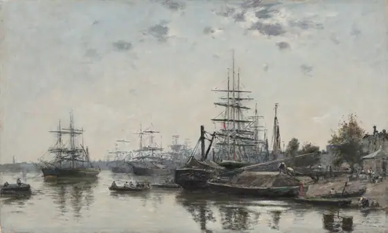 View of Bordeaux, from the Quai des Chartrons, Eugène Boudin, 1874, oil on fabric