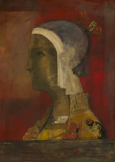 Symbolic Head, Odilon Redon, c. 1890, oil on paper mounted on canvas