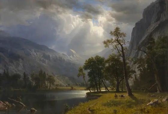 Mount Starr King, Yosemite, Albert Bierstadt, 1866, oil on canvas on panel-back stretcher