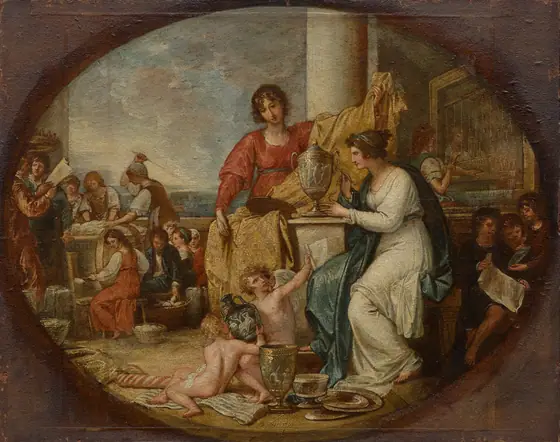 British Manufactory; A Sketch, Benjamin West, 1791, oil on paper mounted on wood