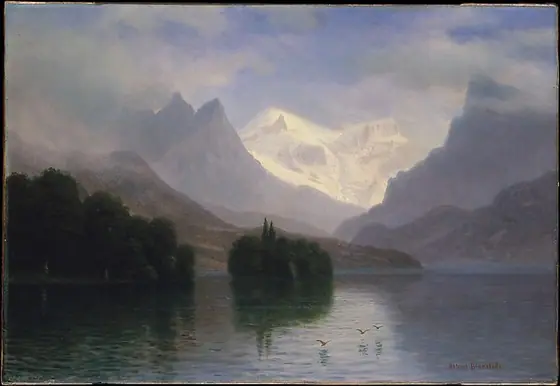 Mountain Scene, Albert Bierstadt, 1880–90, oil on paper