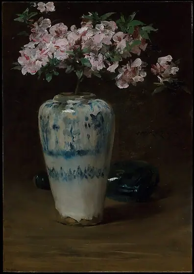 Pink Azalea—Chinese Vase, William Merritt Chase, 1880–90 (?), oil on wood