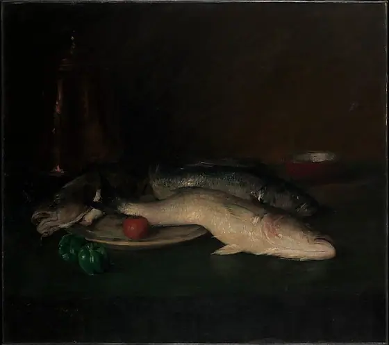 Still Life: Fish, William Merritt Chase, by 1908, oil on canvas