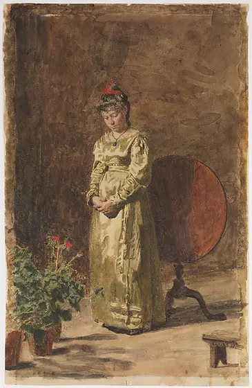 Young Girl Meditating, Thomas Eakins, 1877, watercolor and gouache on off-white wove paper