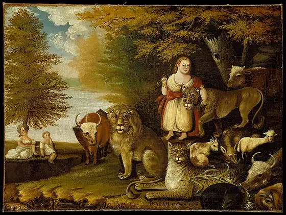 Peaceable Kingdom, Edward Hicks, ca. 1830–32, oil on canvas