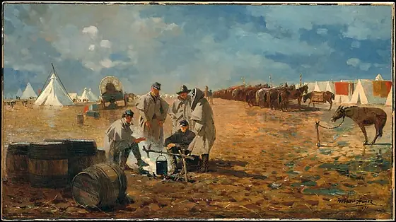 Rainy Day in Camp, Winslow Homer, 1871, oil on canvas