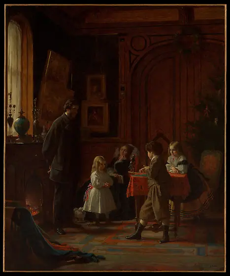 Christmas-Time, The Blodgett Family, Eastman Johnson, 1864, oil on canvas