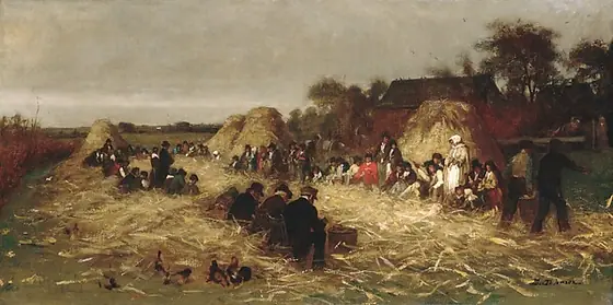 Corn Husking at Nantucket, Eastman Johnson, ca. 1875, oil on canvas