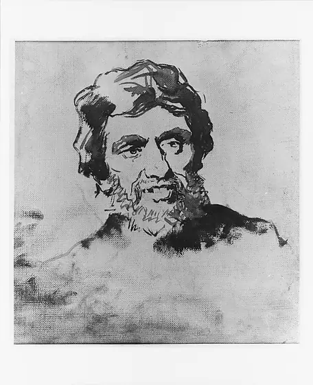 A Fisherman, Eastman Johnson, 1865, brown inks on tan-color sized canvas