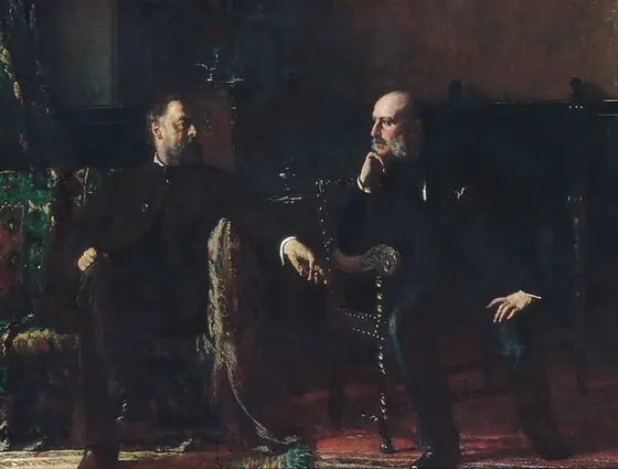 The Funding Bill, Eastman Johnson, 1881, oil on canvas
