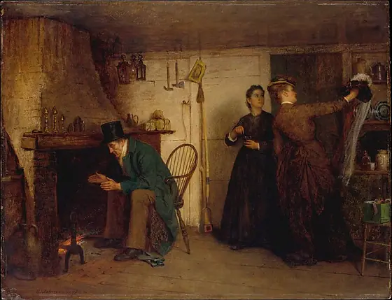 The New Bonnet, Eastman Johnson, 1876, oil on academy board